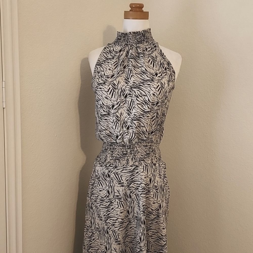 Veronica M Zebra Print Maxi Dress Xs